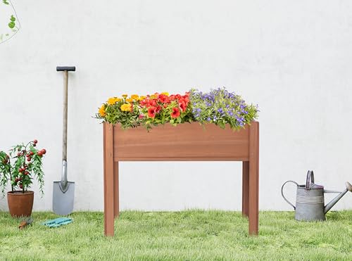 Raised Garden Bed with Legs 40x20x31 Outdoor Wood Planter Box N314255