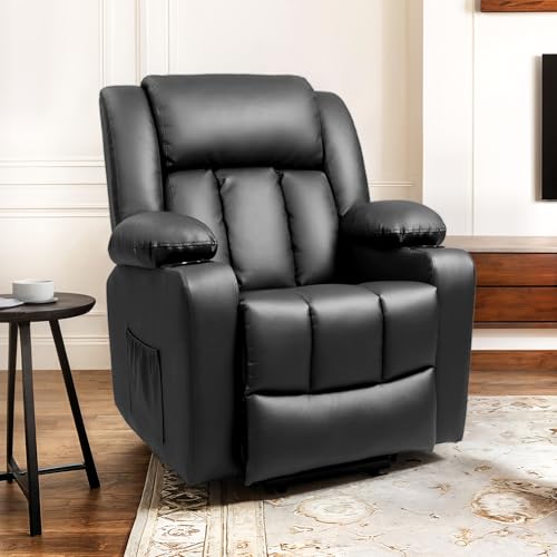 FLEXISPOT XL31 Power Lift Recliner Chair for Elderly, Electric Massage & Heat, PU Leather, Black C786106