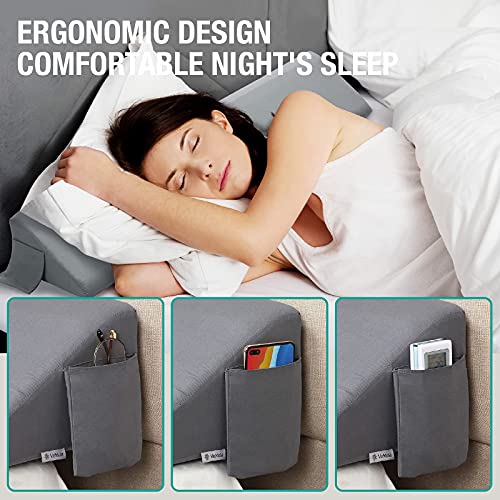 Vekkia King Bed Wedge Pillow for Headboard Mattress Gap Filler, Blue 76"x10"x6" C139495