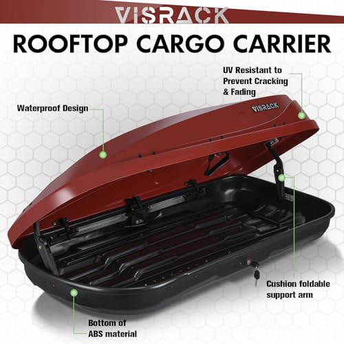 Hard Shell Roof Cargo Box 13 Cu.Ft Gray with Lock, Dual-Side Opening Z6174