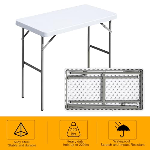 3ft Rectangular Plastic Folding Table for Indoor Outdoor Use A448