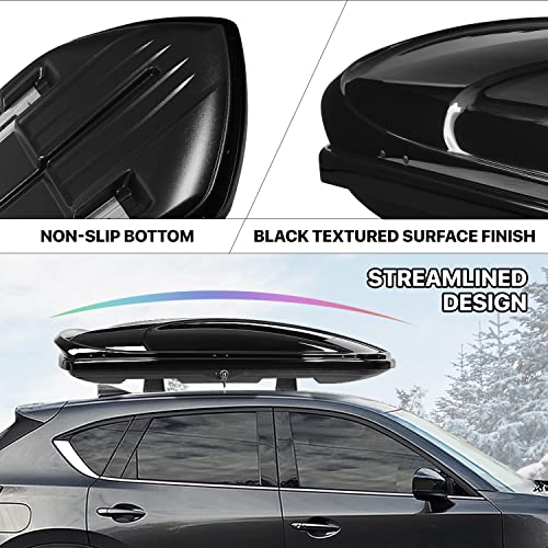 DNA MOTORING Rooftop Cargo Box Lockable Car Top Storage Case 110 Lbs Textured Black P1853