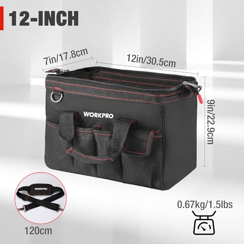 WORKPRO 16-inch Wide Mouth Tool Storage Bag with Waterproof Rubber Base L2617