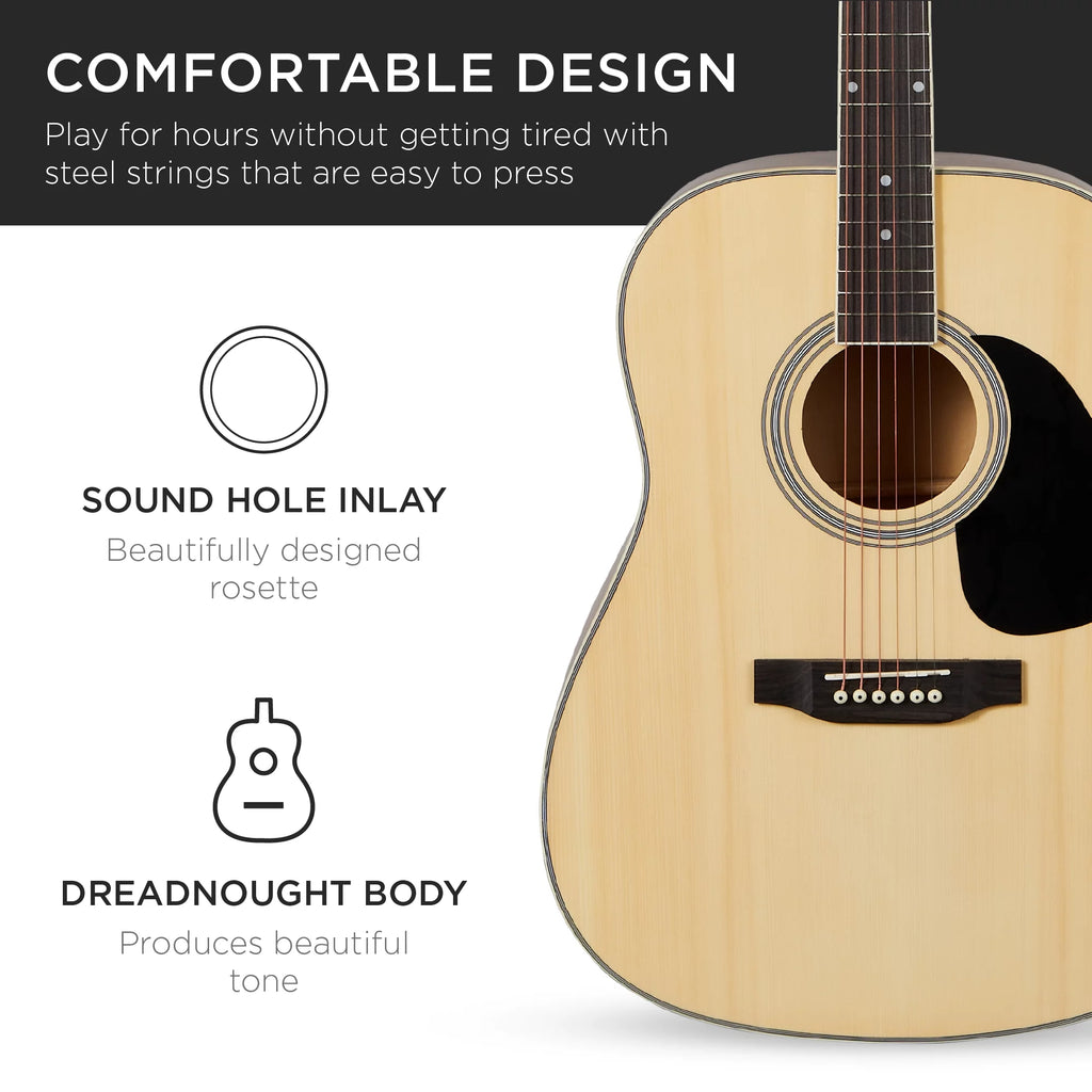 Best Choice Products 41in Full Size All-Wood Acoustic Guitar Starter Kit P54756