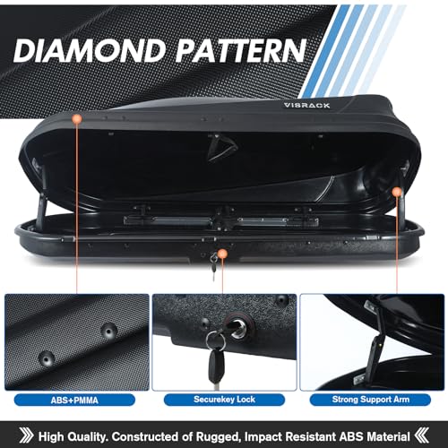 Gray Rooftop Cargo Box Carrier 13 Cubic Feet Waterproof Dual Side Opening R15660