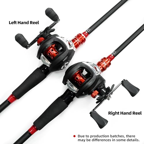 Kilitn Fishing Rod and Reel Combo, Baitcasting, 6-7 Foot 2-Piece, Carbon Fiber Rod with EVA Handle V159940