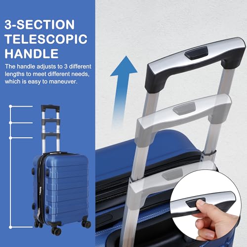 SUPER DEAL 21 Inch Carry On Luggage with Spinner Wheels, Expandable Hardside Suitcase, Black N556