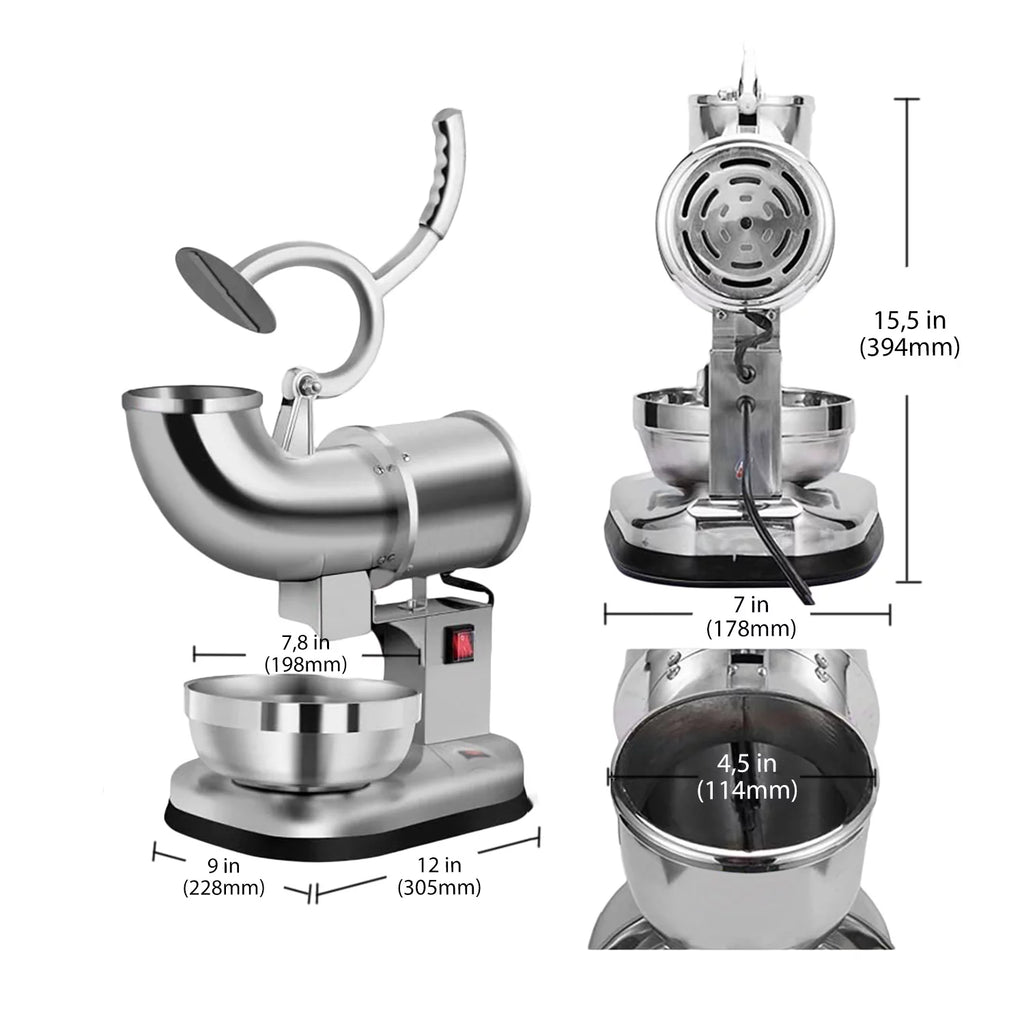 ALDKitchen Ice Shaving Machine Electric Ice Crusher for Snow Cones, Stainless Steel, 110V T951423