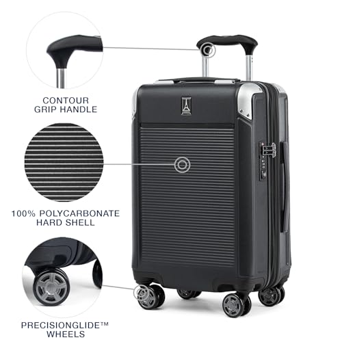 Travelpro Platinum Elite Hardside Expandable Carry-On Luggage, 8 Wheel Spinner, TSA Lock, 20-Inch X826544