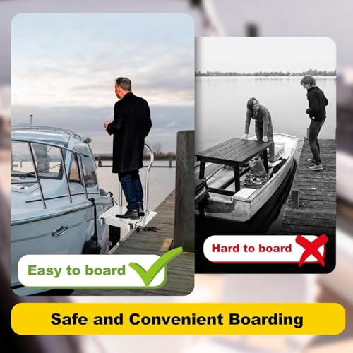 Folding Boat Boarding Platform with Handrail 500LBs Non-Slip Steel Z8149