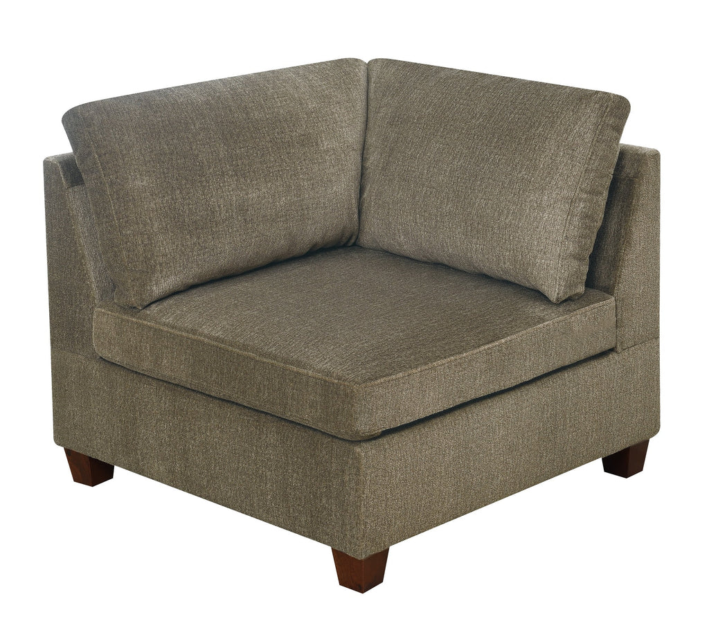 Modular 6pc Sectional Sofa Set Tan Chenille Fabric Wood Legs F793257