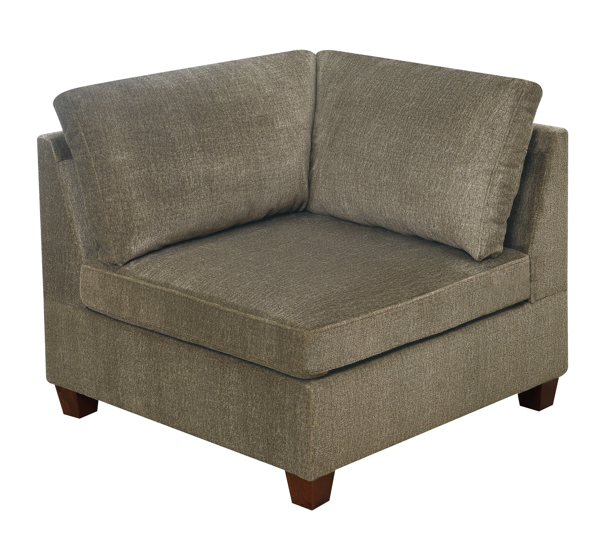 Modular 6pc Sectional Sofa Set Tan Chenille Fabric Wood Legs F793257