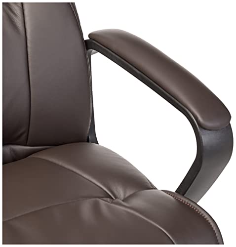 Amazon Basics Office Task Desk Chair with Padded Armrests, White Faux Leather W1292