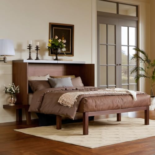 Queen Murphy Bed with Desk and Removable Shelves, USB Port, White H566492