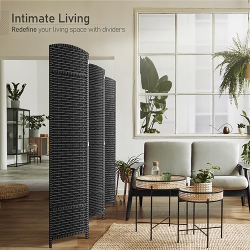 Sorbus 8-Panel Black Room Divider, 6 ft Tall Folding Privacy Screen T242