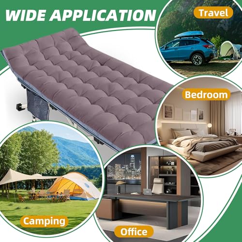 Camping Cot with Thick Pad, Folding Bed, Heavy Duty with Carry Bag I101