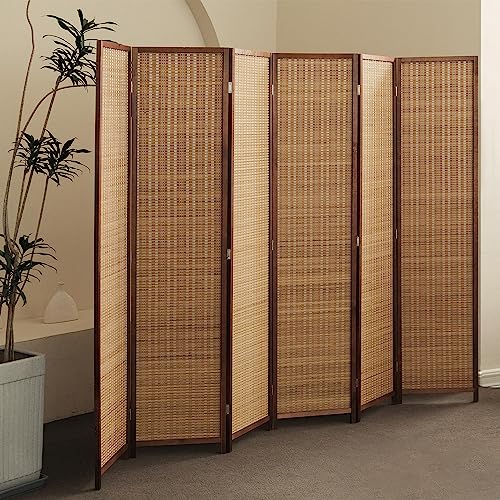 Bamboo Room Divider 6 Panel Folding Screen 67"H x 92.1"W X2437