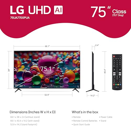 LG 43UA7700P 43 inch Class UA77 Series LED AI 4K Smart webOS TV Z631950