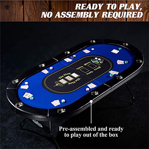 Barrington Folding Poker Table with Padded Rail and Felt Playing Surface D15193