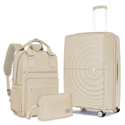 LARVENDER Luggage Sets 3 Piece, 20in Carry On PP Hardshell Suitcase with Spinner Wheels Q3160