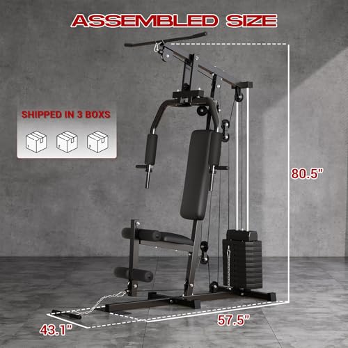 Multifunctional Home Gym Weight Machine with 100LBS Weight Stack C4326