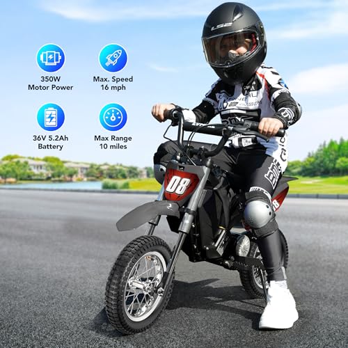 Kids Electric Dirt Bike 36V 350W, 16 MPH, Ages 5-8 C762