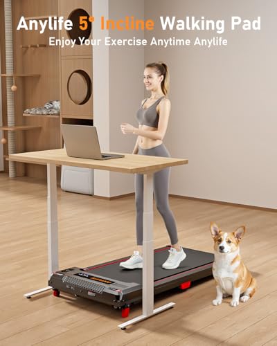 Anylife Walking Pad Treadmill, 2.5HP Portable Under Desk Treadmill with LED Display T5091