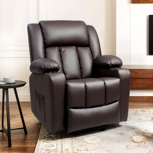 FLEXISPOT XL31 Power Lift Recliner Chair for Elderly, Electric Massage & Heat, PU Leather, Black C786106