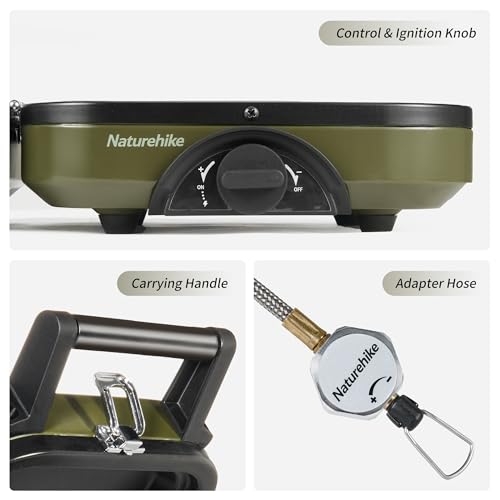 Naturehike 2 Burner Folding Camping Stove with Griddle, Portable Gas Stove P317