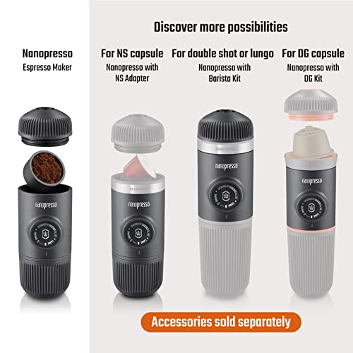 WACACO Nanopresso Portable Espresso Maker, 18 Bar Pressure, Manual Travel Coffee Maker F884