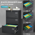 CoSoTower Filing Cabinet Lateral File Cabinet 3 Drawer, Blcak Locking Metal File Cabinets Three Drawer, Office Filing Cabinet with Lock Drawers for Home Office/Legal/Letter/A4/F4