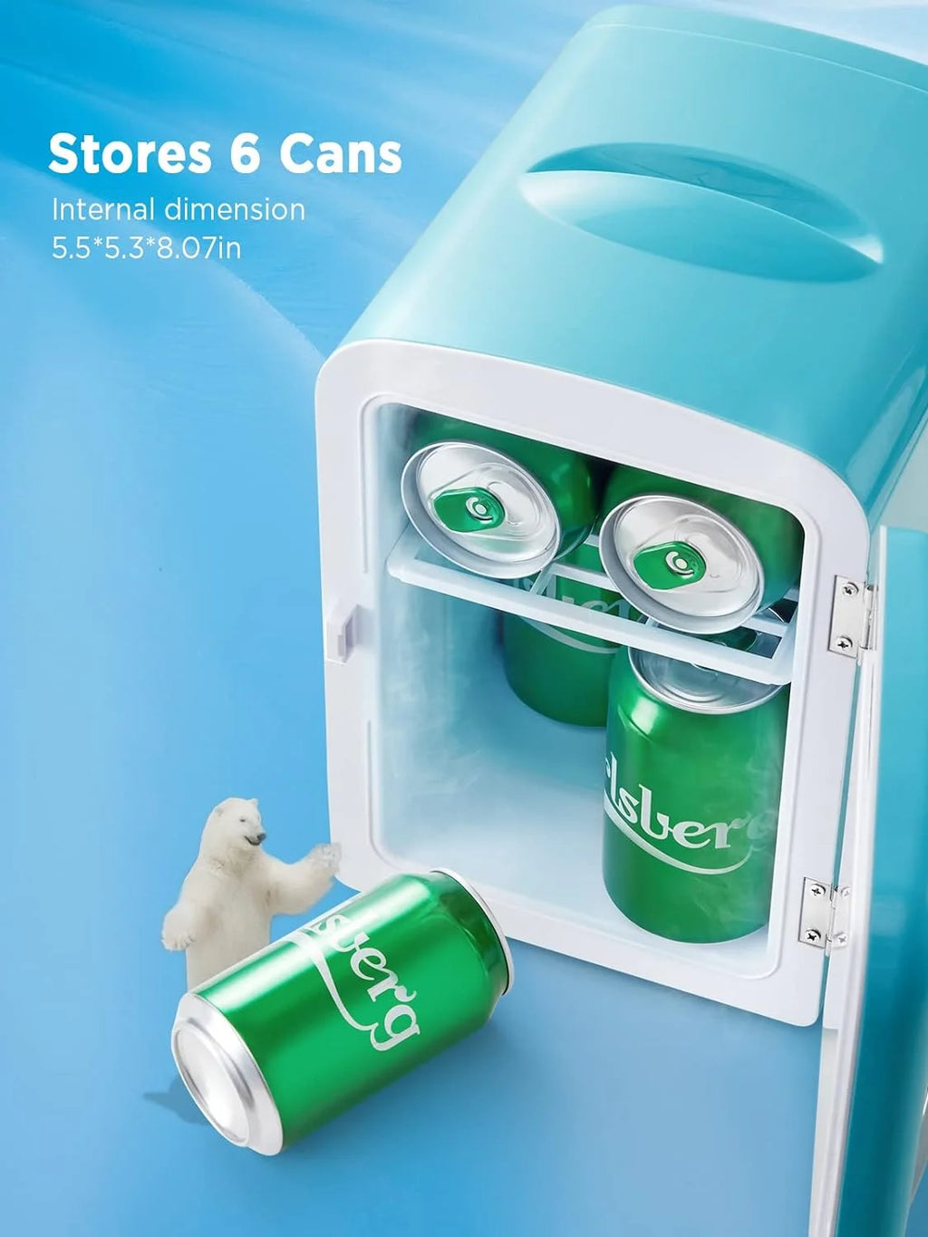 Silonn Mini Fridge, Portable Skin Care Fridge, 4L Cooler and Warmer, Teal U28073