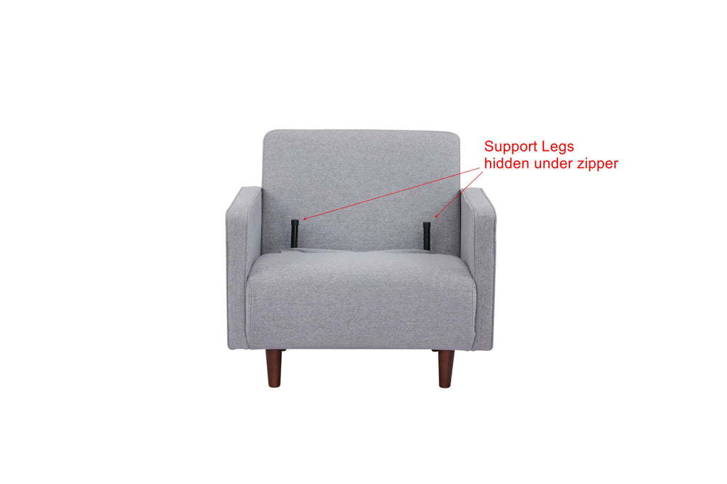 Artdeco Home Panama Polyester Convertible Futon Sofa Chair Light Gray N140
