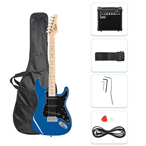 GLARRY Full Size Electric Guitar with 20W Amp and Accessories Pack (Blue) C3431