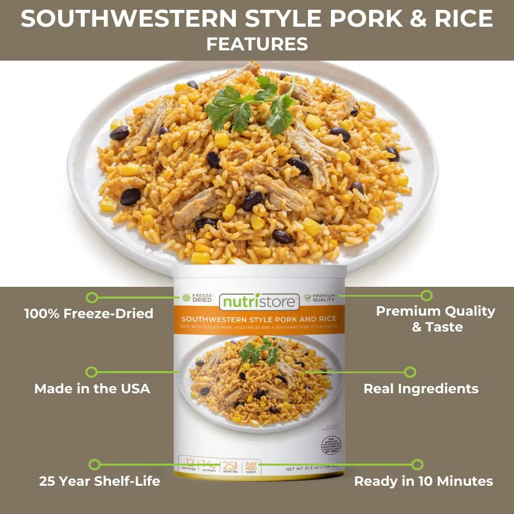 Nutristore Freeze-Dried Southwestern Style Pork and Rice Emergency Meal, 25 Year Shelf Life, 1-Pack O9589
