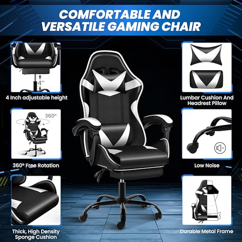 Gaming Chair with Footrest, Lumbar Support, Red/Black M9231