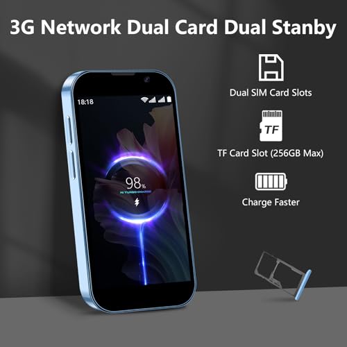 Mini Phone 4G Unlocked Small Smartphone 3.0" Touch Screen Dual SIM 2GB+16GB Black P776944