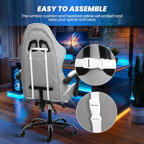 Gaming Chair with Footrest, Lumbar Support, Red/Black M9231