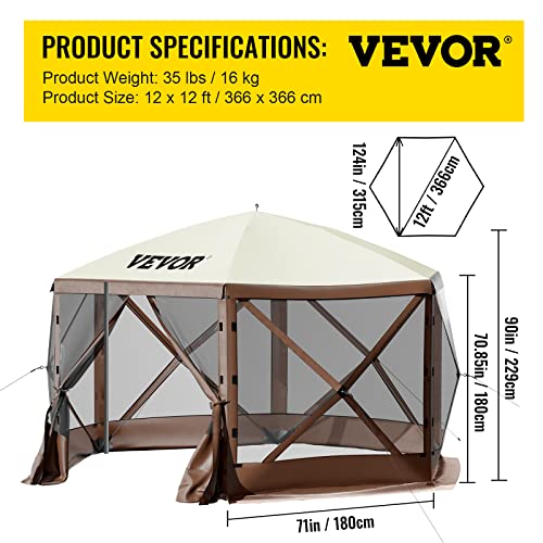 VEVOR Pop Up Gazebo Screen Tent 10x10ft with Mosquito Netting B21209