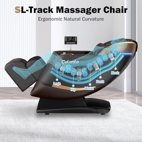 Culanta Massage Chair Full Body Zero Gravity SL-Track Shiatsu Recliner with Airbags and Heating (U1-Black) B954830