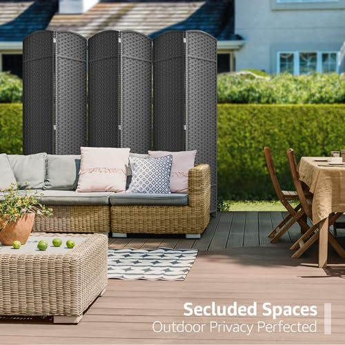 Sorbus 8-Panel Black Room Divider, 6 ft Tall Folding Privacy Screen T242
