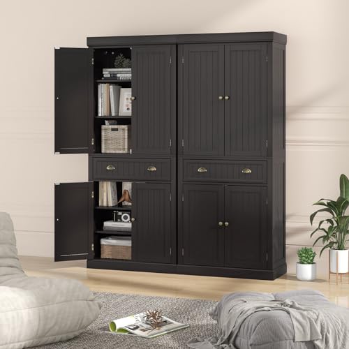 Tangkula 72" Tall Kitchen Pantry Cabinet with 2 Cabinets and Drawer X61390