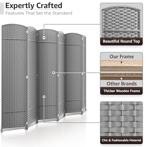 Sorbus 8-Panel Black Room Divider, 6 ft Tall Folding Privacy Screen T242