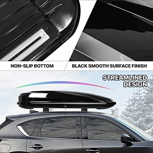DNA MOTORING Rooftop Cargo Box Lockable Car Top Storage Case 110 Lbs Textured Black P1853
