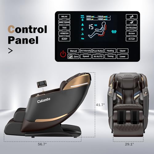 Culanta Massage Chair Full Body Zero Gravity SL-Track Shiatsu Recliner with Airbags and Heating (U1-Black) B954830