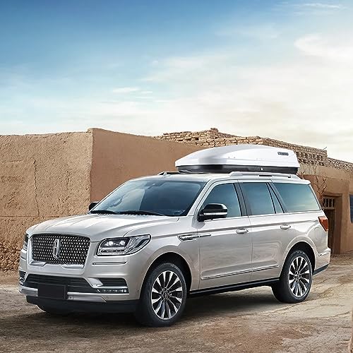 Hard Shell Roof Cargo Carrier 13 Cubic Feet, White Roof Box with Security Keys K60846