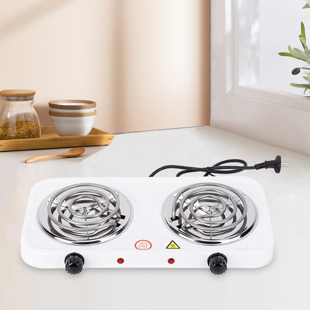 Double Burner Cooktop Compact Electric with Power Indicator Lights P551