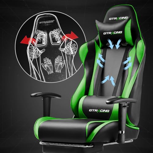 GTRACING Gaming Chair with Footrest, Blue R841
