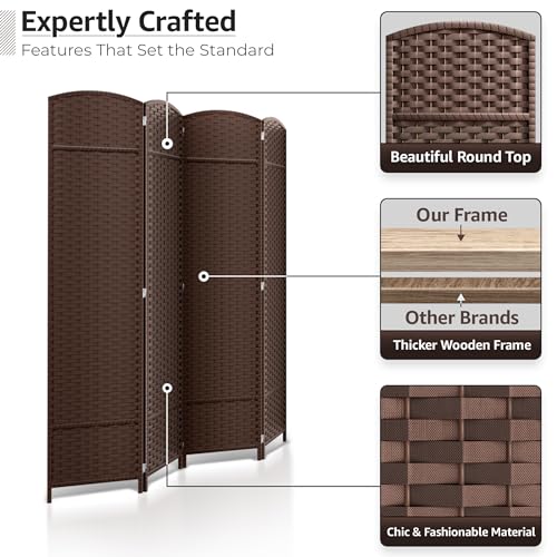 Sorbus 8-Panel Black Room Divider, 6 ft Tall Folding Privacy Screen T242