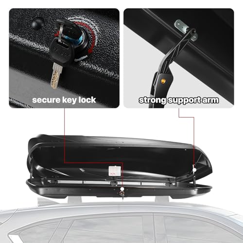 DNA MOTORING Rooftop Cargo Box Lockable Car Top Storage Case 110 Lbs Textured Black P1853